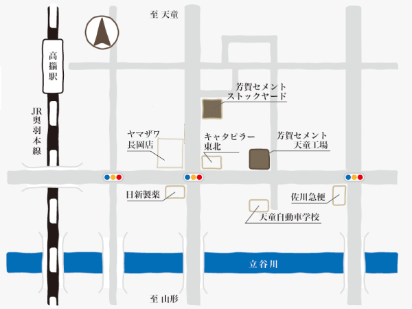 芳賀セメント工業の工場・営業部へのアクセスマップ